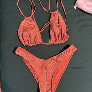 JMP The Label Ribbed Triangle Bikini Set